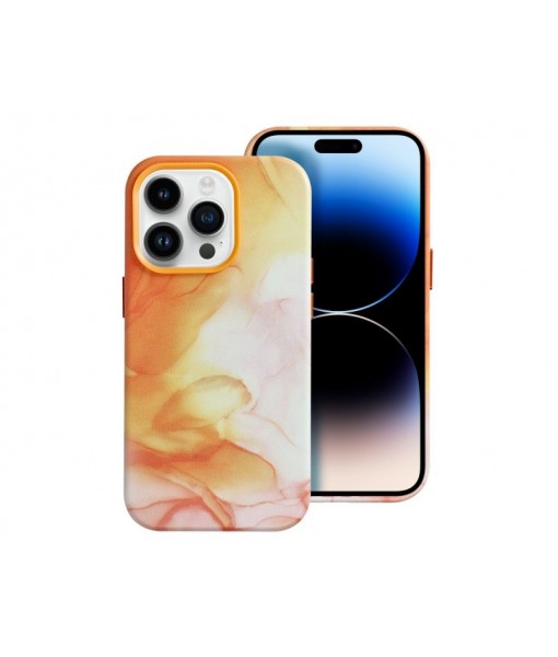 Husa iPhone 14 Pro, Magsafe, Microfibra La Interior, Orange Spalsh